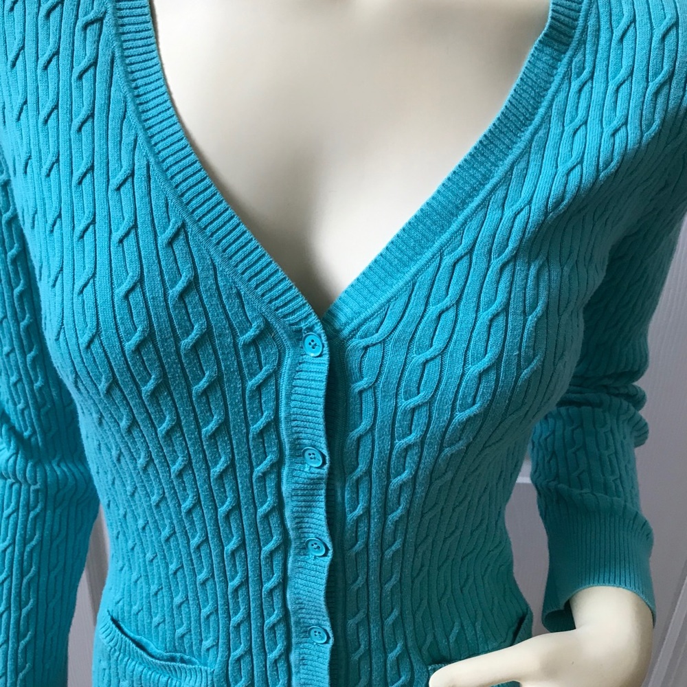 Talbots Cardigan Sweater. Ocean Blue Green
